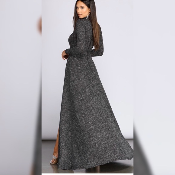 Long sleeve glitter dress with slits! - Picture 2 of 2